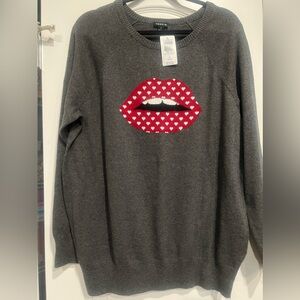 Torrid grey lip graphic sweater size 1(1X)(14-16)